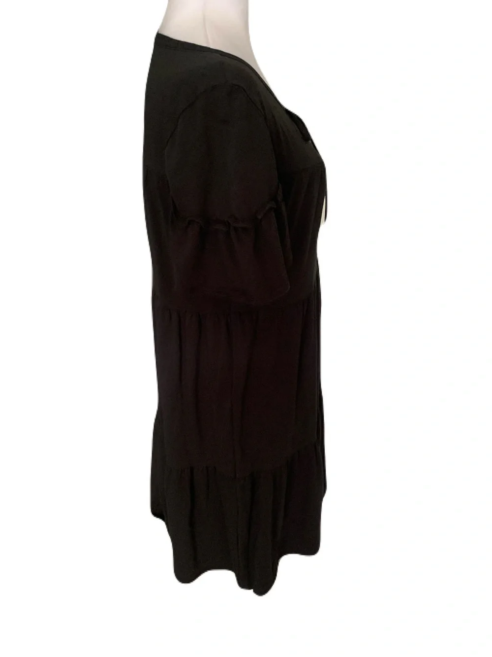 NWT J. Crew Small Black Tiered Mini Dress with Tie-Front Keyhole Casual Classic